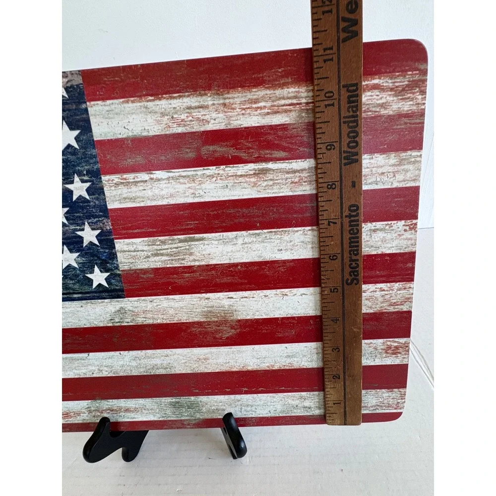 Patrick Reid O'Brien American Flag Placemat Set of 4 Rustic Cork Backed 16x11.25